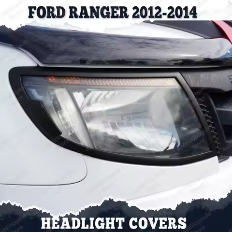 ABS Black Head Lights Cover Lamp Hood Trim Car Accessories For Ford Ranger Wildtrak 2012 2013 2014 T