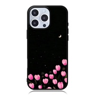Case iphone 17 16 15 14 13 12 11 Mini Plus Pro Max TPU Rubber Custom Softcase Pink Tulip Wallpaper