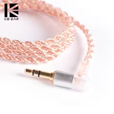 Keephifi KBEAR 4 Core Copper Cable With Mic 2Pin/QDC/TFZ/MMCX 3.5mm Connector for KBEAR KS2 Lark TRI