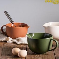 攪拌碗陶瓷打碗量杯帶手柄碗導流碗家用烘焙尖嘴引流碗