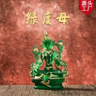 Green Tara Tibetan Dora Bodhisattva Guanyin Holy Rescue Buddha Mother Resin Glass Small Buddha Statu