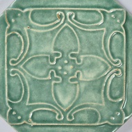 Keceramics Handmade Ceramic Tile Peranakan Pattern 2 Green (15 x 15 x 1 cm) Malaysian Melaka Home Wa