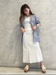 全新轉賣【RIKA】REDYAZEL摩登花磚感排釦短袖西裝外套(灰色)