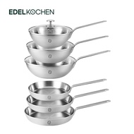Edelkochen Vola  5PLY Stainless Steel Fry Pan / Wok Pan + Lid 24cm / 26cm / 28cm | Premium 316 Stainless Steel | Suitable for Induction