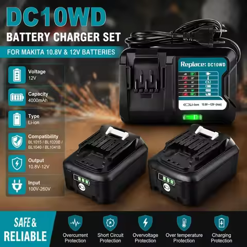 [New] [BL1040] for Makita CXT BL1040B BL1015 BL1020B BL1020 BL1016 Power Tool 10.8V 12V 6.0Ah Slide 