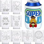 18 Pack Fathers Day Craft Gifts,12 oz Can Cooler Sleeves Cans Bottles DIY Beverage Covers Happy Fath