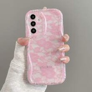 1pc Lace Crystal Mesh Cream Pattern Soft Shell Anti-Drop Cream Case Asymmetrical Shaped Phone Case S
