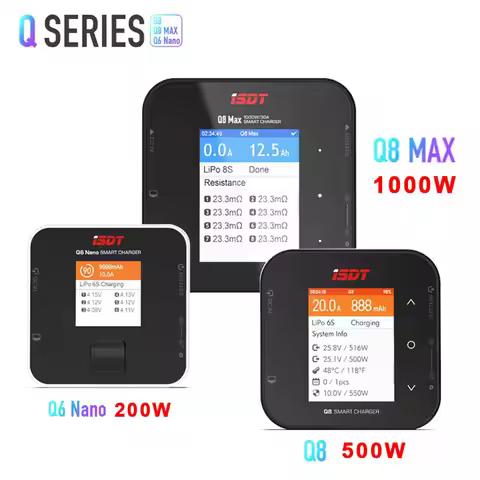 ISDT Q8 MAX 1000W 30A / Q8 500W 20A 2-8S / Q6 Nano 200W 8A 1-6S Battery Balance Charger For Lilon Li