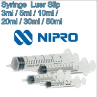 NIPRO Syringe Without Needle (Luer Slip) 3ml/3cc,5ml/5cc,10ml/10cc,20ml/cc