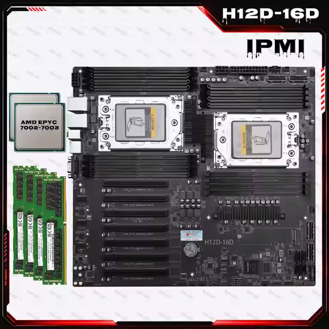 HUANANZHI H12D 16D Motherboard Support IPMI AMD EPYC 7002 7003 Series CPU 16 Memory Slot Dual 2.5G N