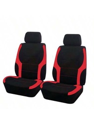 4入組紅色聚酯纖維汽車座椅套,配有氣囊,通用型汽車用品,新設計適用於女性