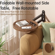 Rotatable Foldable Wall-Mounted Suspension Side Table Household Round Solid Wood Bedside Shelf Small