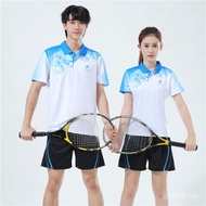 Set Sut Kasual Sukan Bernafas Cepat Kering untuk Lelaki dan Wanita, Baju Badminton Kolar Turn-Down L