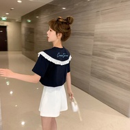 T-shirt female 2023 new summer Korean fashion ins student loose design feeling lace doll collar clot