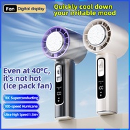 Mini digital display fan semiconductor Refrigeration Handheld Fan | 100 Speed Gears, 6000mAh Recharg