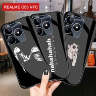 HP Latest REALME C53 NFC Glass Softcase [M162] Black Motif - Case Realme C53 NFChp - Realme C53 NFC 