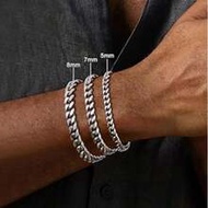 7mm Width Stainless Steel Cuban Link Bracelet For Men, 7.1 Inch/7.5 Inch/7.9 Inch Length, Jewelry Gi