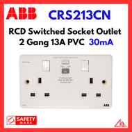(SG Stock) ABB (10mA / 30mA) 2 Gang 13A RCD Switched Socket Outlet PVC 【CRS212CN / CRS213CN】