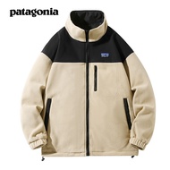 Patagonia เสื้อแจ็คเก็ตผ้าฟลีซสำหรับผู้ชายเสื้อแจ็คเก็ตกีฬาผ้านิ่มปะต่อกลางแจ้งปกตั้ง