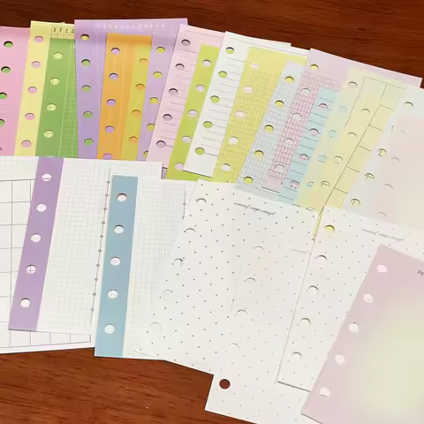 Colored Loose Leaf Refill Pages A7 M5 A6p Grid Lined Dot Design Journal Inner Pages Memo Pad 30P Mem