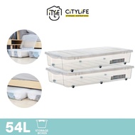 Citylife 54L Multi-Purpose Underbed Stackable Storage With Wheels/Double-sided Lid X-6073