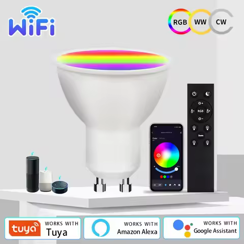Tuya WiFi Smart LED Light Bulb 5W 7W 9W 220V GU10 Led Spotlight With RF 2.4G Remote Control Works Wi