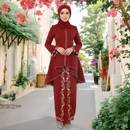 Ironless Embroidery Kebaya sulam baju kurung muslimah nikah tunang bridesmaids maternity set zip nur
