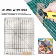 GILDAI Quilt Cut Ruler Template, 5 in 1 6inch Quilt Cutting Template, Universal Acrylic Transparent 