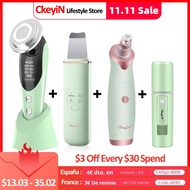 ☋CkeyiN EMS Light Therapy Beauty Machine Facial Massager + Ultrasonic Skin Scrubber + Blackhead Remo