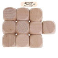 [LOVIVER] 10PCS en Blank Dice D6 30mm for Kids & Children DIY Decorating Game Toy Wood