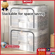 【READY STOCK】waterproof moistureproof transparent clothing storage box foldable large capacity quilt
