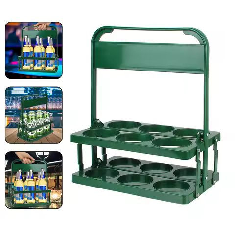 Cup Organizer Beer Bottle Carrier Drink Caddy Holder Bar Beverage Display Basket 6 Pack Wine Rack Du