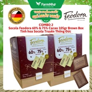 (Combo of 2) Feodora Dark Chocolate 105gr 60% & 75% Cocoa Brown Box - German Traditional Essence