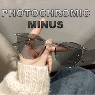 MATA Korean Photochromic Minus Glasses -1,-2,-3,-4,-5 -6 Zhijing-01 Korean Fashion Retro Anti Blue L
