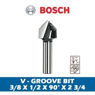 BOSCH ROUTER BIT V-GROOVE BIT (CARBIDE-TIPPED) - 1/4" SHANK 90° WOOD V-GROOVE BIT