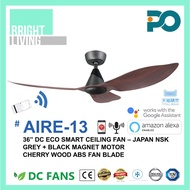 PO AIRE-13 36/46" Smart WIFI-Enabled DC Ceiling Fan (No Light Kit)