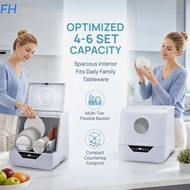 FENGHA Countertop Portable Dishwasher, Capacity: 61 - 80L 4 - 6 Sets of Household Capacity High‑low 