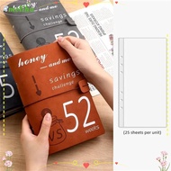 MOLIHA 52 Week Savings Challenge Binder, 6-holes A5 Savings Binder, Reusable with Cash Envelope Leat