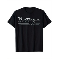 Mens Vintage 1950 75th Birthday T-Shirt - Retro 75 Years Old Design, Comfort Fit Casual Short Sleeve