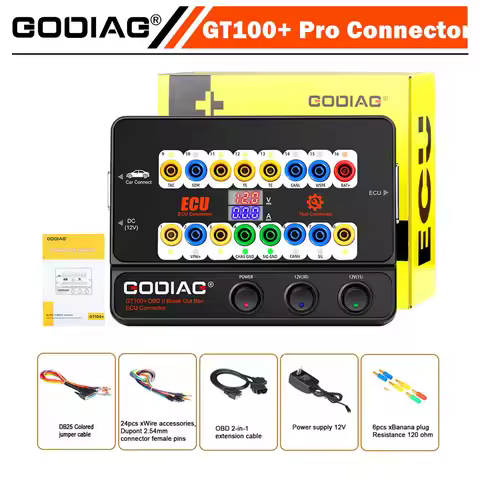 Godiag GT100+ GT100 Pro OBDII Breakout Box ECU Bench Connector Adds Electronic Current Display and C