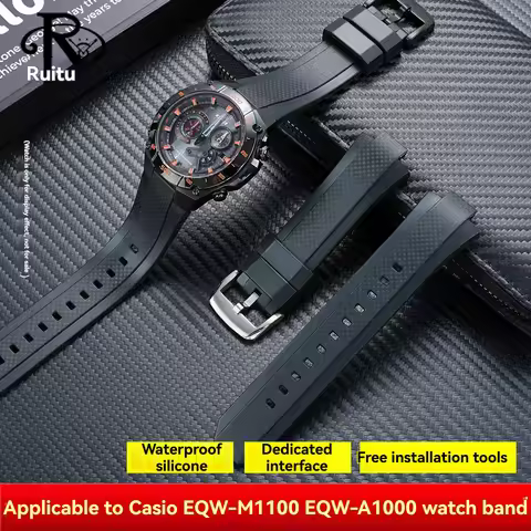 Resin Rubber Strap For Casio EDIFICE 5142 EQW-A1000 EQW-A1100 EQW-M1100 Watch Strap Convex 13mm Sili
