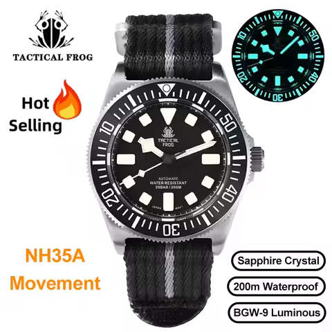Tactical Frog FXD V4 Mechanical Watch NH35 Automatic Movement Titanium Mens Watches 200m Waterproof 