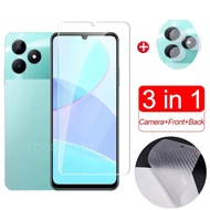 3 in 1 Realme Note 50 Tempered Glass For Realme C55 C53 C51 C67 C35 C21Y C11 2021 C25s Screen Protector Lens protector And Carbon Fiber Back Film