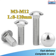 Stainless Steel 304 Carriage Bolt/Carriage Bolt & Cap Nut Gate Pagar Panel Carriage screws M3/M4/M5/