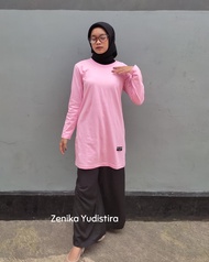 tunik kaos zenika / t-shirt / kaos wanita lengan panjang / kaos combed 24 s / kaos polos muslimah /