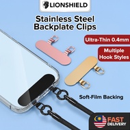 (MY) LionShield 0.4mm Ultra Thin Stainless Steel Backplate Clip for Phone Strap Case-Friendly, No Gl