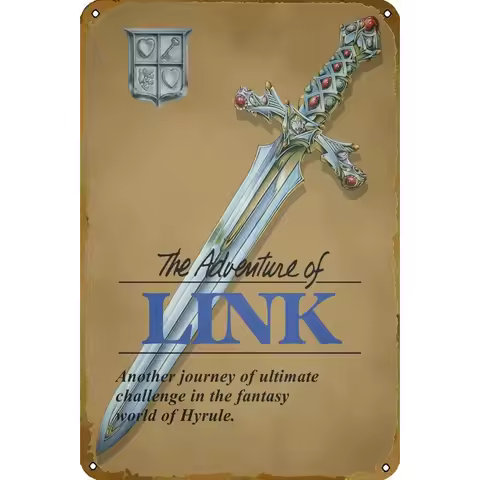 2 Adventure Of Link Retro Tin Sign Video Game Sign Gamer Poster Gamer Decor Wall Art Metal Sign Wall