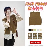 VINTAGE WOMEN'S WOMAN V-NECKLACE 2-Button KOREAN STYLE BASIC EASY TO MATCH 373