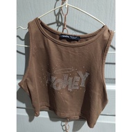 Crop Top Brown Second Hand Lovito Bust 30 Waist 26-27 Length 13