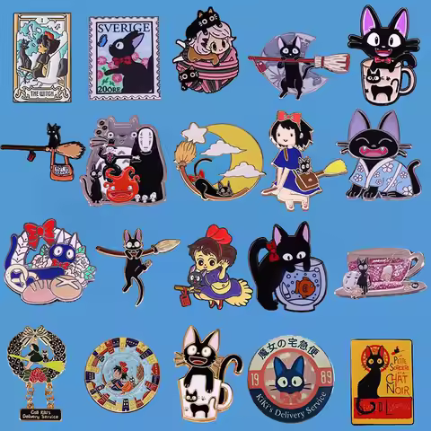 Kiki's Delivery Service Enamel Pins Miyazaki Hayao Ghibli Brooches For Clothing Backpack Cartoon Lap